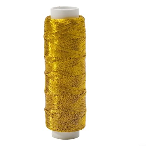 CWOQOCW Glänzendes Silber- und Gold-Stickgarn, 200 m Polyester-Nähgarn für Heimwerker, Stricken, Patchwork, Handarbeit, Heimnähmaschinen-Projekte (1 Goldfaden) von CWOQOCW