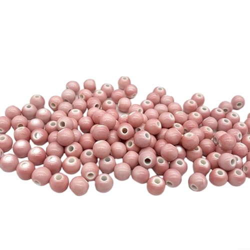 CWOQOCW Keramikperlen mit großem Loch, 10 mm, bemalt, lose Perlen für Schmuckherstellung, Armband, Halskette, 100 Stück, Rosa CWOQOCW Keramikperlen mit großem Loch, 10 mm, bemalt, lose Perlen für Schmuckherstellung, Armband, Halskette, 100 Stück, Rosa von CWOQOCW