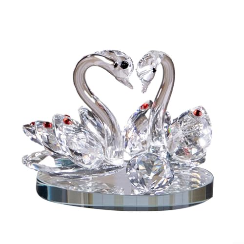 CWOQOCW Kristall-Paar-Schwanen-Figuren mit Kristalldiamant, buntes Glas-Schwan-Set, Tischdekoration, Hochzeit, für Tisch, Schlafzimmer, Wohnzimmer (weiß) von CWOQOCW