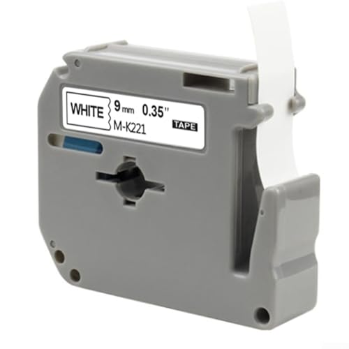 Zuverlässiges und lichtbeständiges MK221 Etikettenband, 9 mm, Schwarz auf Weiß, für PTouch-Drucker (12 mm) von CWOQOCW