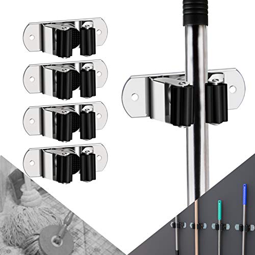 CWOVRS Besenhalter, Wandmontage, 4 Stück, Besenhalter aus Edelstahl, Wandorganizer, robuste Garagen-Werkzeugaufhänger, Schraubmontage, Mopp, Besen, Lagerregal für Küche, Garten, Wäscheschrank CWOVRS Besenhalter, Wandmontage, 4 Stück, Besenhalter aus Edelstahl, Wandorganizer, robuste Garagen-Werkzeugaufhänger, Schraubmontage, Mopp, Besen, Lagerregal für Küche, Garten, Wäscheschrank von CWOVRS