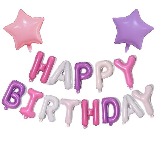 1 Satz Happy Birthday-Bannerballons Und 2 Stück Sternballons, Partydekorationen Für Mädchen, Partyszenendekoration, Dekorative Ballons 1 Satz Happy Birthday-Bannerballons Und 2 Stück Sternballons, Partydekorationen Für Mädchen, Partyszenendekoration, Dekorative Ballons von CWPFVQA