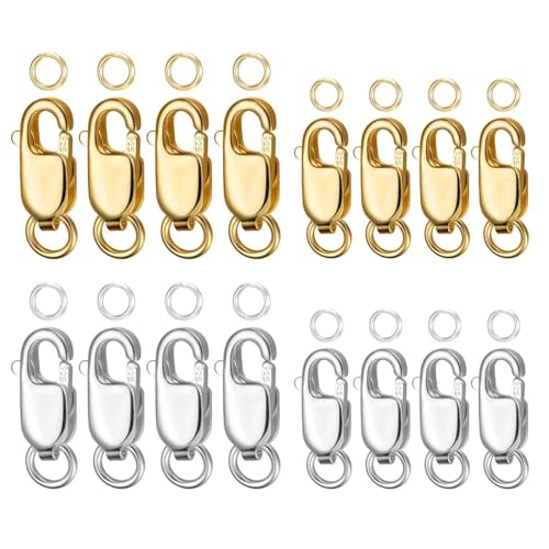 16 Stück Schmuckschnallen, Karabinerverschluss Mit Biegering, Verbindungsschnalle Für Halskette Und Armband, Doppelseitige Schmuckschnalle, Diy-Schmuckzubehör von CWPFVQA