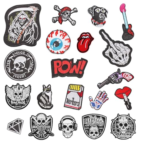 20 Stück Totenkopf-Bestickte Stoffflicken, Aufbügelflicken, Kleidungsflicken, Aufnäher, Aufnäher Auf Kleidung, Bestickte Kleidungsflicken, Aufbügelflicken 20 Stück Totenkopf-Bestickte Stoffflicken, Aufbügelflicken, Kleidungsflicken, Aufnäher, Aufnäher Auf Kleidung, Bestickte Kleidungsflicken, Aufbügelflicken von CWPFVQA