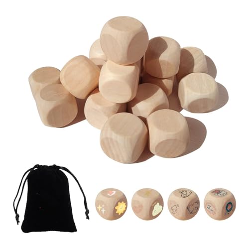 30 Stück Holzklötze, 1 Stück Aufbewahrungstasche, Holzwürfel, Blanko-Würfel, Entscheidungswürfel, Beschreibbare Würfel, Blanko-Holzwürfel 30 Stück Holzklötze, 1 Stück Aufbewahrungstasche, Holzwürfel, Blanko-Würfel, Entscheidungswürfel, Beschreibbare Würfel, Blanko-Holzwürfel von CWPFVQA