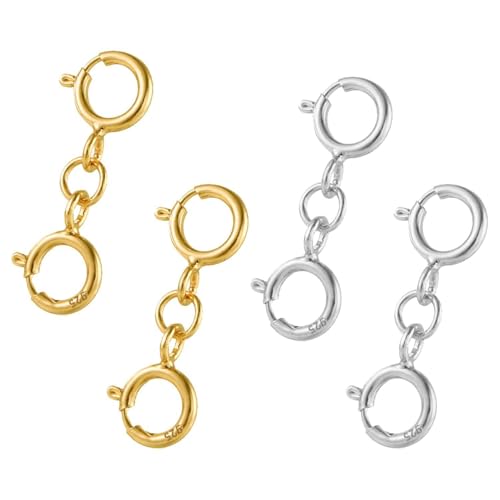 4 Stück Verbindungsschnalle, Feder-Doppelkopf-Kolbenschnalle, Halskette- Und Armband-Verlängerungsschnalle, Schmuck-Schwanzschnalle, Diy-Schmuck-Verbindungsschnalle, Doppelkopf-Ringschnalle von CWPFVQA