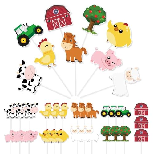 CWPFVQA 36 Stück Bauernhof-Themen Kucheneinsätze, Niedliche Kucheneinsätze, Kuchenzubehör für Geburtstag, Baby shower, Kindergeburtstag, Erdton CWPFVQA 36 Stück Bauernhof-Themen Kucheneinsätze, Niedliche Kucheneinsätze, Kuchenzubehör für Geburtstag, Baby shower, Kindergeburtstag, Erdton von CWPFVQA