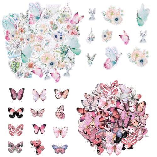 CWPFVQA 60 Stück Gartenaufkleber, 40 Stück Schmetterlingsaufkleber, Blumenaufkleber, Scrapbook-Aufkleber, Bastelaufkleber, Blumenaufkleber, Süße Aufkleber, Washi-Aufkleber CWPFVQA 60 Stück Gartenaufkleber, 40 Stück Schmetterlingsaufkleber, Blumenaufkleber, Scrapbook-Aufkleber, Bastelaufkleber, Blumenaufkleber, Süße Aufkleber, Washi-Aufkleber von CWPFVQA