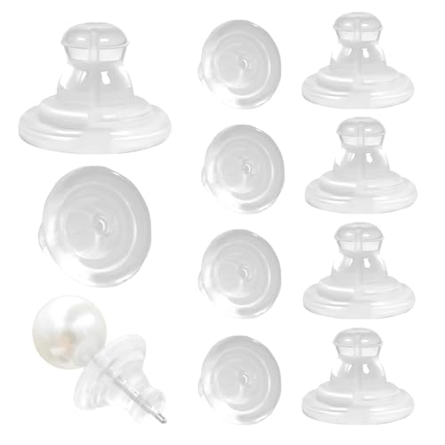 10 Stück Silikon-Ohrring-Verschlüsse, transparente Ohrring-Sicherheitsrückseite, Clutch-Ohrring-Pad, hängende schwere Komfort-Gummi-Ohrring-Verschlüsse für Ohrstecker, Sicherheits-Stopper für Damen 10 Stück Silikon-Ohrring-Verschlüsse, transparente Ohrring-Sicherheitsrückseite, Clutch-Ohrring-Pad, hängende schwere Komfort-Gummi-Ohrring-Verschlüsse für Ohrstecker, Sicherheits-Stopper für Damen von CWWYQ