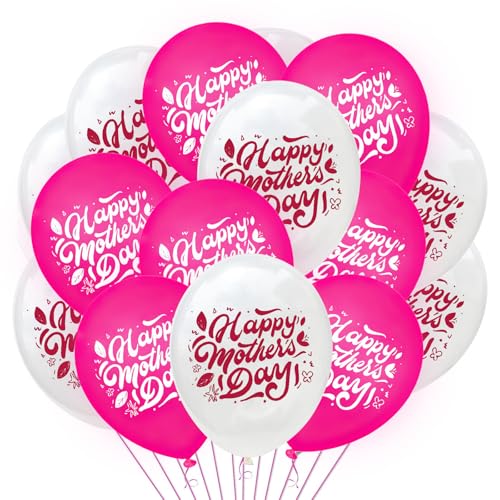 18 Stück Happy Mother's Day Luftballons, Happy Mother's Day Dekorationen, rosa weiße Latexballons unterstützen Helium oder Luft, Latex-Ballon-Party-Dekorationen, ideal für Festival-Party, Feier und 18 Stück Happy Mother's Day Luftballons, Happy Mother's Day Dekorationen, rosa weiße Latexballons unterstützen Helium oder Luft, Latex-Ballon-Party-Dekorationen, ideal für Festival-Party, Feier und von CWWYQ