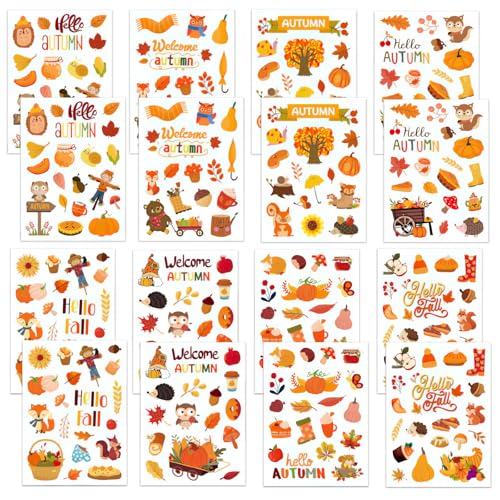 274 Stück Herbst-Themen-Aufkleber, Thanksgiving, Halloween, Kürbis, Herbstblätter, Basteln, Kartenherstellung, Scrapbooking, Erntedankfest, Weihnachten, Urlaub, Kunst, Handwerk, Klebeband 274 Stück Herbst-Themen-Aufkleber, Thanksgiving, Halloween, Kürbis, Herbstblätter, Basteln, Kartenherstellung, Scrapbooking, Erntedankfest, Weihnachten, Urlaub, Kunst, Handwerk, Klebeband von CWWYQ