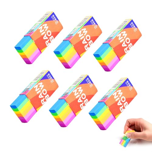 Radiergummi, Multipack, Regenbogen-Radierer für Schule, Büro, Kinder, Erwachsene, klassisch, latexfrei, Kunststoff, Kinder, Schule, Zuhause, Büro, Handschrift und Zeichnen, 6 Stück von CWWYQ