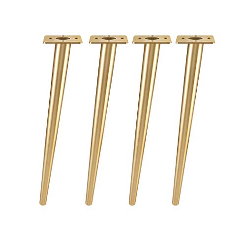 CXEGCCUF 4 Möbelbeine, Möbelfüße, Tischbeine, Tischfüße, Kegel-Möbelstützbeine, Schreibtisch, Schminktisch, Möbelbeschläge, DIY-Ersatzfüße, Gold (gerade 72 cm) von CXEGCCUF