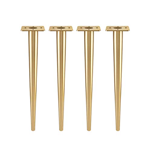 CXEGCCUF 4 Möbelbeine, Möbelfüße, Tischbeine, Tischfüße, Kegel-Möbelstützbeine, Schreibtisch, Schminktisch, Möbelbeschläge, DIY-Ersatzfüße, Gold (gerade 72 cm) von CXEGCCUF