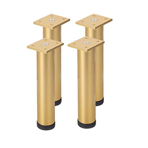 CXEGCCUF 4 Möbelbeine, Schrankbeine, Tischbeine aus Aluminiumlegierung, runde Sofabeine, Bettbeine, DIY-Ersatzfüße, Hardware-Zubehör, Gold (18 cm) von CXEGCCUF