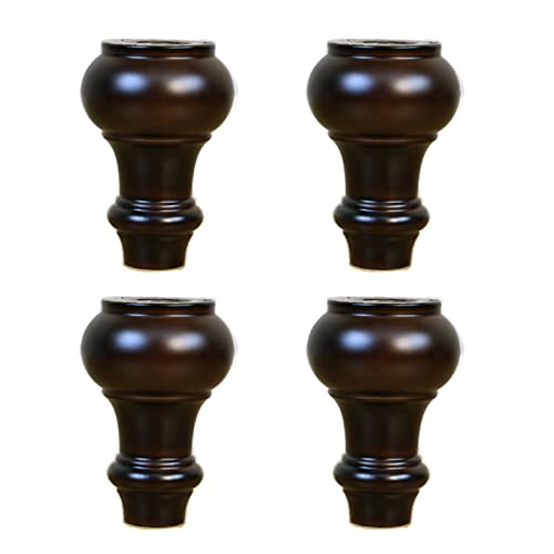 CXEGCCUF 4er-Pack Massivholz-Möbelbeine, runde Kürbisfüße aus Holz mit Montageplatte, Schrauben, rutschfesten Polstern für Sofa, Stuhl, Ottomane, Tisch, Stuhl, Teeschrank (braun, 12 cm) von CXEGCCUF