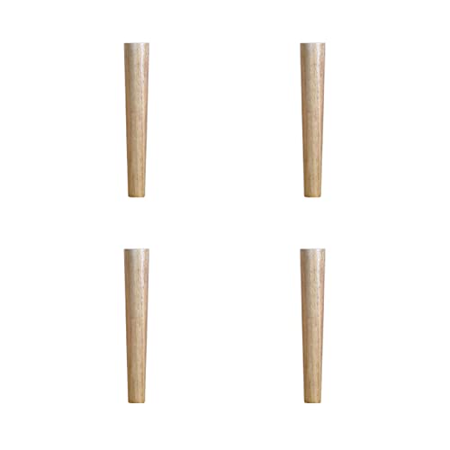 CXEGCCUF 4er-Set Holzmöbelbeine, Sofabeine, mittelalterliche Möbelbeine aus Naturholz, gerade Holztisch-TV-Beine mit rutschfesten Polstern, Schrauben und Montageplatten (40 cm) von CXEGCCUF