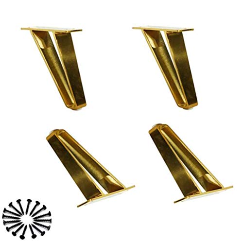 CXEGCCUF Möbelbeine, Metallmöbelbeine erhöhen Sofafüße, 18 cm trapezförmiges Couchtischbein, Hardware-Bettzubehör, rutschfeste Matten, vierteilig (Schrauben senden),Gold von CXEGCCUF
