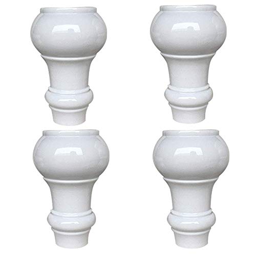 CXEGCCUF Möbelbeine, Sofabeine, Couchtischbein, Bettfüße, DIY-Möbelbeine, mit Schrauben und Gummipolstern, 4 Stück, schwarz/weiß, weiß, 15 cm von CXEGCCUF