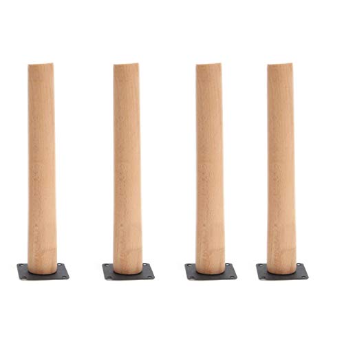 CXEGCCUF Möbelbeine aus Holz, Basisfüße für Sofas, Ersatzbeine für Couchtische, Schrankbeine aus Buche, gerader Kegel, für TV-Couch-Bett-Sesseltische, mit Montageplatte und Schrauben (25 cm von CXEGCCUF