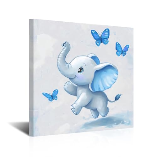 CXHOSTENT Elefanten-Leinwand-Kunst, Baby-Elefant und bunter Schmetterling, Bilddrucke, Wald, Kinderzimmer, Tier, Wanddekoration für Kinder, Kleinkinder, Jungen, Mädchen, gerahmt CXHOSTENT Elefanten-Leinwand-Kunst, Baby-Elefant und bunter Schmetterling, Bilddrucke, Wald, Kinderzimmer, Tier, Wanddekoration für Kinder, Kleinkinder, Jungen, Mädchen, gerahmt von CXHOSTENT