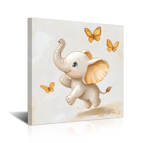 CXHOSTENT Elefanten-Leinwand-Kunst, Baby-Elefant und bunter Schmetterling, Bilddrucke, Wald, Kinderzimmer, Tier, Wanddekoration für Kinder, Kleinkinder, Jungen, Mädchen, gerahmt CXHOSTENT Elefanten-Leinwand-Kunst, Baby-Elefant und bunter Schmetterling, Bilddrucke, Wald, Kinderzimmer, Tier, Wanddekoration für Kinder, Kleinkinder, Jungen, Mädchen, gerahmt von CXHOSTENT