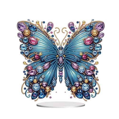 5D DIY Diamond Painting Tisch Deko, Diamant Painting Schmetterling Tischdeko, Diamant Malerei Stehend Kunst Set, Schmetterlinge Deko Ornamente Geschenke für Zuhause Dekoration-01 von CXINLky