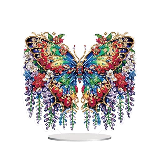 5D DIY Diamond Painting Tisch Deko, Diamant Painting Schmetterling Tischdeko, Diamant Malerei Stehend Kunst Set, Schmetterlinge Deko Ornamente Geschenke für Zuhause Dekoration-06 von CXINLky