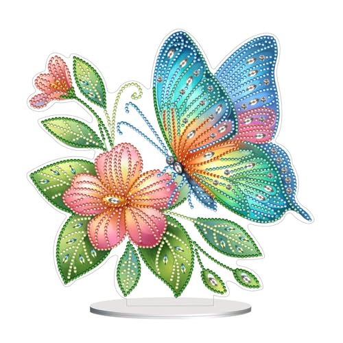 5D DIY Diamond Painting Tisch Deko, Diamant Painting Schmetterling Tischdeko, Diamant Malerei Stehend Kunst Set, Schmetterlinge Deko Ornamente Geschenke für Zuhause Dekoration-13 von CXINLky