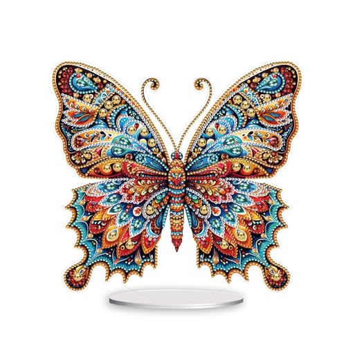 5D DIY Diamond Painting Tisch Deko, Diamant Painting Schmetterling Tischdeko, Diamant Malerei Stehend Kunst Set, Schmetterlinge Deko Ornamente Geschenke für Zuhause Dekoration-18 von CXINLky
