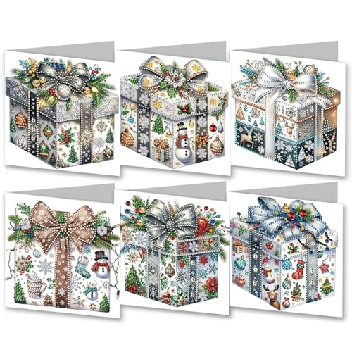 CXINLky 5D DIY Diamond Art Painting Karten, 2024 Weihnachten Diamond Art Painting Karten, 6 Stuck Weihnachtskarte, Weihnachten für Familie-05 von CXINLky