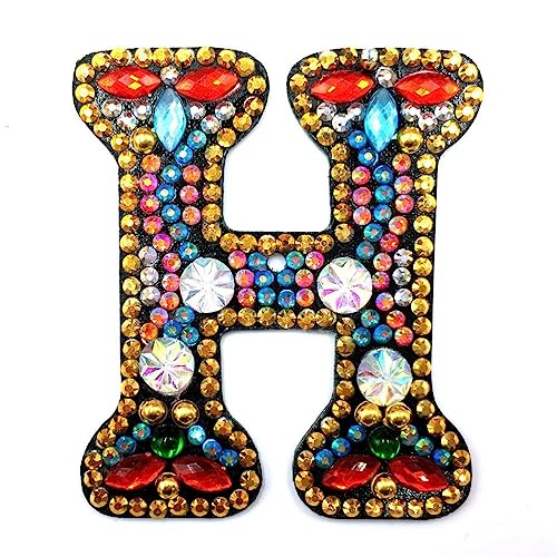 CXINLky 5D DIY Diamond Painting Schlüsselanhänger, Kreatives Buchstaben Diamond Painting Geschenk Bastelset, Diamand Painting Bilder Aufkleber Anhänger-H von CXINLky