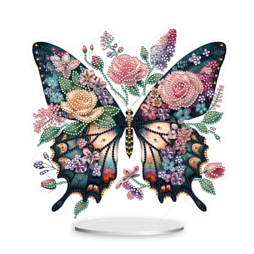 5D DIY Diamond Painting Tisch Deko, Diamant Painting Schmetterling Tischdeko, Diamant Malerei Stehend Kunst Set, Schmetterlinge Deko Ornamente Geschenke für Zuhause Dekoration-22 von CXINLky