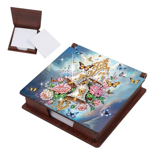 CXINLky 5D Diamond Art Painting Zettelbox aus Holz, DIY Diamond Art Zettelkasten mit 160 Blatt weiss, Notizzettel Box, Zettelkasten Notizfeld 12x8x6cm-10-Glocke von CXINLky