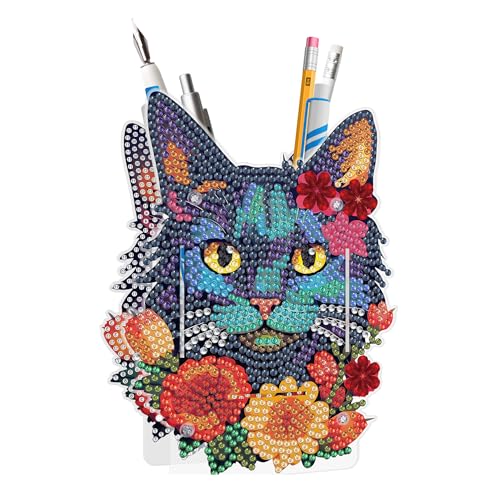 CXINLky 5D Diamond Painting Set, DIY Diamant Malerei Stifthalter, Diamond Painting Stifthalter Geschenke für Bürobedarf Schmuckschatulle-17-Katze CXINLky 5D Diamond Painting Set, DIY Diamant Malerei Stifthalter, Diamond Painting Stifthalter Geschenke für Bürobedarf Schmuckschatulle-17-Katze von CXINLky