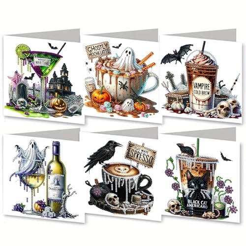 CXINLky DIY Diamond Art Painting Halloween Karten, Diamond Art Halloween Karten Geburtstag mit Umschlag, Geschenkkarte Feiertags für Familie,Freunde-09-Halloween-Getränke CXINLky DIY Diamond Art Painting Halloween Karten, Diamond Art Halloween Karten Geburtstag mit Umschlag, Geschenkkarte Feiertags für Familie,Freunde-09-Halloween-Getränke von CXINLky