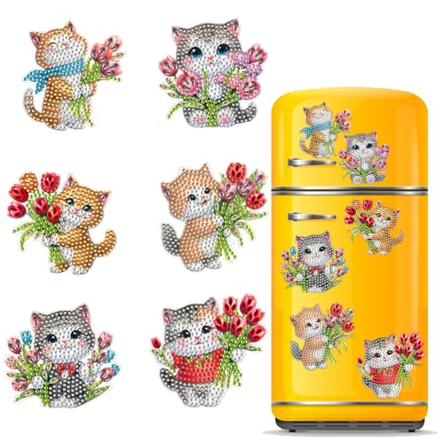 CXINLky DIY Diamond Art Painting Kühlschrankmagnete,5D Kreatives Diamant Malerei Kühlschrank Magnete Kits Home Dekoration für Kühlschrank, Magnettafel, Whiteboard, Pinnwand-04-Katze CXINLky DIY Diamond Art Painting Kühlschrankmagnete,5D Kreatives Diamant Malerei Kühlschrank Magnete Kits Home Dekoration für Kühlschrank, Magnettafel, Whiteboard, Pinnwand-04-Katze von CXINLky
