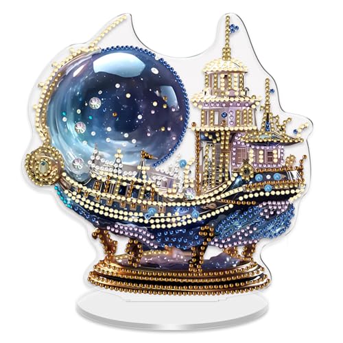 CXINLky DIY Diamond Art Painting Tisch Deko, 5D Diamand Art Tischdeko, Diamant Malerei Stehend Kunst Set für Anfänger Hausgeschenk Deko-09-Boot von CXINLky