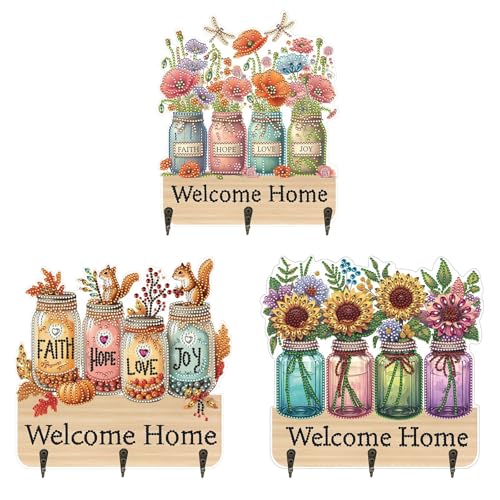 CXINLky DIY Diamond Art Painting Türhaken mit 3 Haken, Diamand Art Welcome Home Haken ohne Bohren, Diamond Malerei Wandbehang Anhänger Kits Deko-3 Stuck-A CXINLky DIY Diamond Art Painting Türhaken mit 3 Haken, Diamand Art Welcome Home Haken ohne Bohren, Diamond Malerei Wandbehang Anhänger Kits Deko-3 Stuck-A von CXINLky