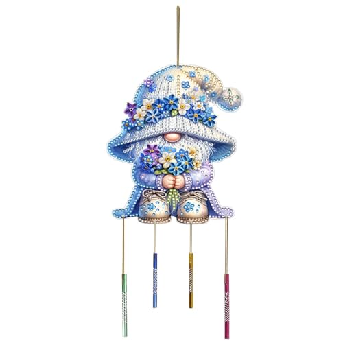CXINLky DIY Diamond Painting Anhänger Mit Kette, Windspiel, Kreatives 5D Malerei Wandbehang Kit für Fenster, Garten, Hof - 11-Zwerg von CXINLky