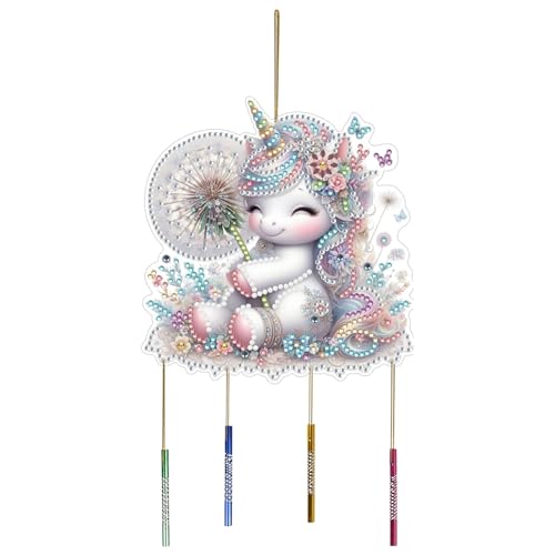 CXINLky DIY Diamond Painting Anhänger mit Kette, DIY Diamond Painting Windspiel, Kreatives 5D Diamond Malerei Wandbehang Kits Windspiel-Anhänger für Fenster, Garten, Hof-20-Weißes Pferd von CXINLky