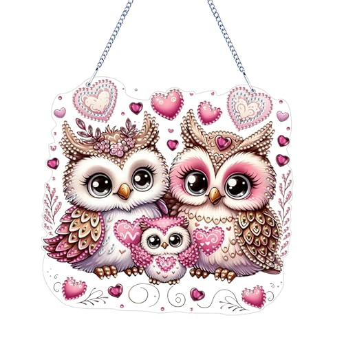 CXINLky DIY Diamond Painting Anhänger mit Kette, Diamant Painting Bilder, Kreatives 5D Diamond Malerei Wandbehang Kits für Fenster Wand Eingang Garten Decor-02-Eule von CXINLky