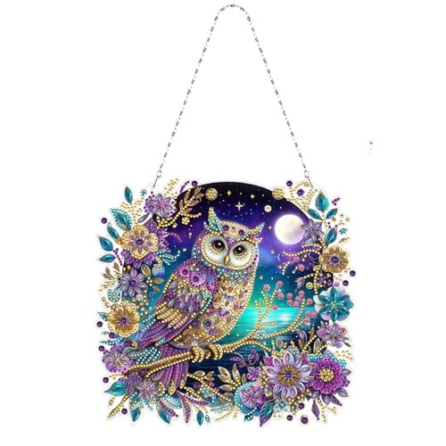 CXINLky DIY Diamond Painting Anhänger mit Kette, Diamant Painting Fensterbilder, Kreatives 5D Diamond Malerei Wandbehang Kits für Fenster Wand Eingang Garten Decor-17-Lila Eule CXINLky DIY Diamond Painting Anhänger mit Kette, Diamant Painting Fensterbilder, Kreatives 5D Diamond Malerei Wandbehang Kits für Fenster Wand Eingang Garten Decor-17-Lila Eule von CXINLky