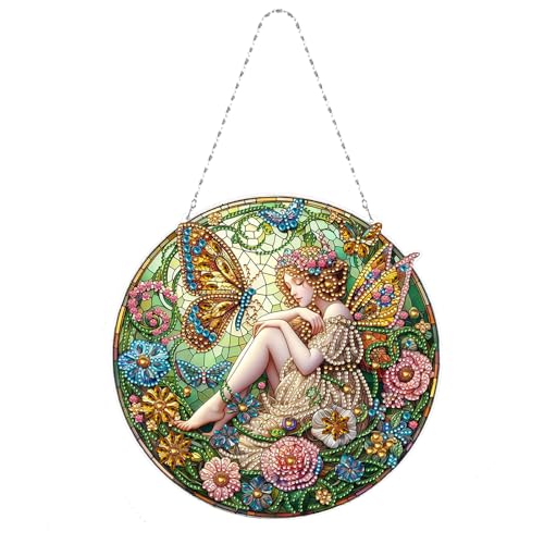 CXINLky DIY Diamond Painting Anhänger mit Kette, Diamant Painting Fensterbilder, Kreatives 5D Diamond Malerei Wandbehang Kits für Fenster Wand Eingang Garten Decor-03-Fee CXINLky DIY Diamond Painting Anhänger mit Kette, Diamant Painting Fensterbilder, Kreatives 5D Diamond Malerei Wandbehang Kits für Fenster Wand Eingang Garten Decor-03-Fee von CXINLky