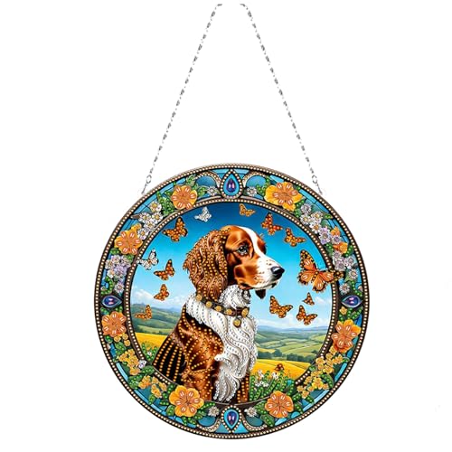 CXINLky DIY Diamond Painting Anhänger mit Kette, Diamant Painting Fensterbilder, Kreatives 5D Diamond Malerei Wandbehang Kits für Fenster Wand Eingang Garten Decor-08-Hund CXINLky DIY Diamond Painting Anhänger mit Kette, Diamant Painting Fensterbilder, Kreatives 5D Diamond Malerei Wandbehang Kits für Fenster Wand Eingang Garten Decor-08-Hund von CXINLky