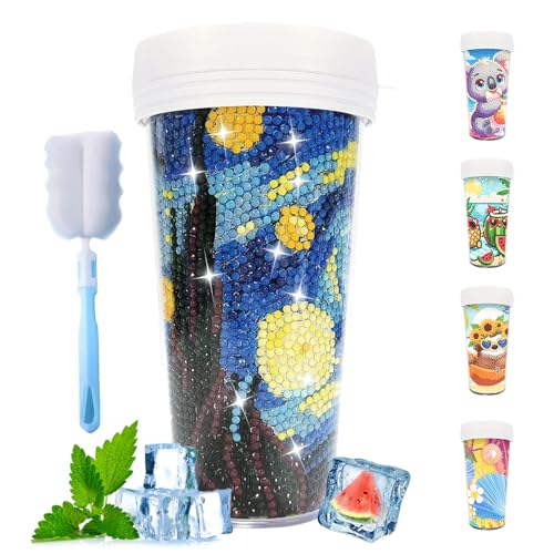 CXINLky DIY Diamond Painting Becher, 470ML Diamond Painting Wasserflasche mit Reinigungsbürste, BPA-Free Mehrweg Becher für Wasser, Eiskaffee, Smoothies, Saft, Heiße Getränke-03 CXINLky DIY Diamond Painting Becher, 470ML Diamond Painting Wasserflasche mit Reinigungsbürste, BPA-Free Mehrweg Becher für Wasser, Eiskaffee, Smoothies, Saft, Heiße Getränke-03 von CXINLky