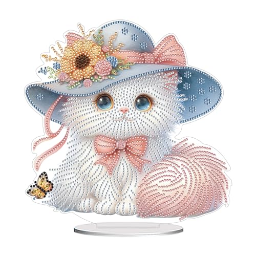 CXINLky DIY Diamond Painting Tier Tisch Deko, 5D Diamant Painting Tier Tischdeko, Kreativ Diamant Malerei Stehend Kunst Set für Anfänger Hausgeschenk Deko-04-Weiße Katze CXINLky DIY Diamond Painting Tier Tisch Deko, 5D Diamant Painting Tier Tischdeko, Kreativ Diamant Malerei Stehend Kunst Set für Anfänger Hausgeschenk Deko-04-Weiße Katze von CXINLky