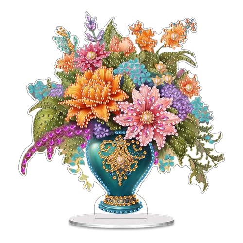 CXINLky DIY Diamond Painting Tisch Deko, 5D Diamant Painting Blumen Tischdeko, Diamant Malerei Stehend Kunst Set, Ornamente Geschenke für Zuhause,Büro Dekoration-03 von CXINLky