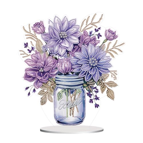 CXINLky DIY Diamond Painting Tisch Deko, 5D Diamant Painting Blumen Tischdeko, Diamant Malerei Stehend Kunst Set, Ornamente Geschenke für Zuhause,Büro Dekoration-18 von CXINLky