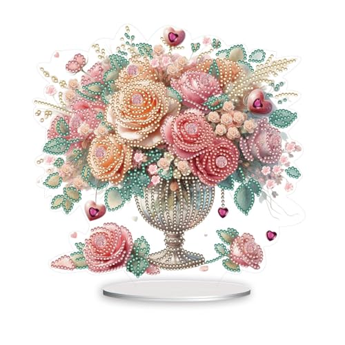 CXINLky DIY Diamond Painting Tisch Deko, 5D Diamant Painting Blumen Tischdeko, Diamant Malerei Stehend Kunst Set, Ornamente Geschenke für Zuhause,Büro Dekoration-23 von CXINLky